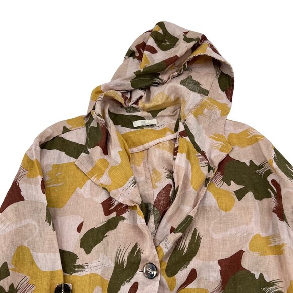 Baci Women's Multicolor Linen Hooded Button Down Pockets Made In Italy Small - Picture 9 of 10
